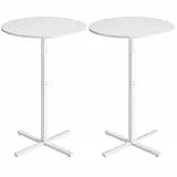 VASAGLE Bartisch 2er Set, Stehtisch, Bistrotisch rund, Balkontisch Indoor, Kleiner hoher Tisch für Hausbar, Wohnzimmer und Esszimmer, 60 x 60 x 104,5 cm, einfacher Aufbau, schneeweiß LBT362W01