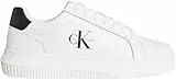 Calvin Klein Herren Cupsole Sneaker Chunky Mono aus Leder, Weiß (Bright White/Black), 42