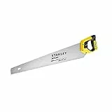 Stanley JetCut Handsäge grob (550 mm Länge, 7 Zähne/Inch, Bi-Material, Hardpoint-Verzahnung, 45°/90°-Anschlag, für schnelle Schnitte in Holz) 2-15-289