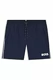 BOSS Herren Starfish Schnell trocknende Badeshorts mit Logo-Print Dunkelblau L