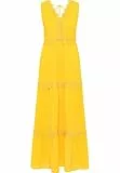 IZIA Damen Spaghetti Kleid Maxi Gaya, Gelb, M