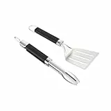 Weber tragbares Grillwerkzeugset (2-teilig) - besteht aus Grillzange und Wender, sühlmaschinen geeignet - Silber - Schwarz (3400213)