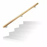 Relaxdays Handlauf Holz, Buche, 1500 mm/150 cm/1,5 m, Wandhalterung, mit Dübeln, rustikal 42 mm Durchmesser, natürlich