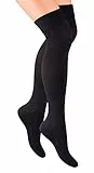 Damen Überkniestrümpfe Steven 076 Mädchen Lange Socken Overknees Baumwolle (Schwarz, 35-37)