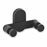 kela Doppelhaken ALESSIO – Schwarzer Edelstahl Wandhaken 18/10, Selbstklebender Handtuchhaken ohne Bohren, Matte Bathroom Coat & Towel Hooks für Bad & Tür