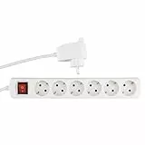 REV Steckdosenleiste PowerSplit - Mehrfachsteckdose 6-Fach (5+1), mit Schalter zum Stromsparen, 3500W, 5m, weiß