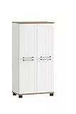Schildmeyer Highboard Jelda 154232, matt weiß/Eiche Landhaus Dekor, 59,8 x 32,6 x 116,9 cm