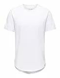 Herren O&S Rundhals T-Shirt Langes Einfarbiges Kurzarm Shirt Basic Shortsleeve aus Baumwolle ONSBENNE