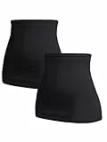 Herzmutter Bauchband-Tube-Nierenwärmer - 2er-Set - Baumwolle - Schwangerschaft-Umstandsmode - Rückenwärmer-Shirtverlängerung - 6300 (Schwarz/Schwarz, L)