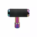 XJJJWL Schaltknauf PU Leder Schaltknauf Joystick T-Griff Hammer Fit Für at MT Auto Shifter Hebel Griff Aluminium Legierung Zubehör Auto Getriebekopf(04-neo Chrome)