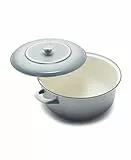Merten & Storck 7QT Runder Dutch Oven Kasserolle mit Deckel, europäisch gefertigter emaillierter Eisentopf, Induktion & alle Herdarten und alle Herdarten Schmoren, Eintöpfe, Braten, langsames Kochen