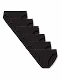 Amazon Essentials Damen Unterhosen aus Baumwoll-Stretch, Hoch Geschnittenes Bikini-Höschen, 6er Pack, Schwarz, 42