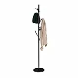 Relaxdays Garderobenständer, Metall, 12 Haken, HxD: 176 x 30 cm, Kleiderständer Baumform, Jackenständer stabil, schwarz