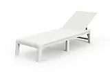 KETER Palma Sonnenliege für den Garten mit 4-Fach Verstellbarer Rückenlehne, klappbare Gartenliege, weiß, 187 x 58 x 29 cm, pflegeleicht, wetterfest und UV-beständig