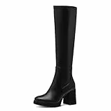 MARCO TOZZI Damen Hohe Stiefel mit Absatz Kniehoch mit Blockabsatz, Schwarz (Black), 41 EU