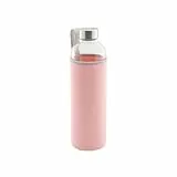 axentia Trinkflasche aus Glas, Wasserflasche mit Neoprenhülle in Rosa, 500 ml