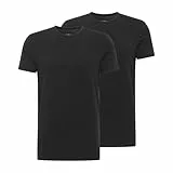 MUSTANG Herren T-Shirt Allen 2er Pack - Regular Fit S- 3XL Weiss Schwarz Stretch, Größe:XXL, Farbe:Black 4142