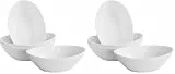 LIFVER Salatschüssel Set Porzellan 1060ml, Müslischale Groß, Suppenschale Keramik, Servierschale für Salat, Beilagen, Suppe, Dessert, 4er Set, Weiß (Packung mit 2)
