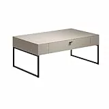 trendteam smart living - Sao Paulo - Couchtisch - Kashmir (Beige)/Evoke Eiche - Wohnzimmertisch breit mit Schublade (Soft-Close) - (BxHxT) 110 x 45 x 68 cm - Griffe und Füße aus Metall