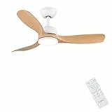CJOY Deckenventilator mit Beleuchtung, 107cm Deckenventilator mit Licht Leise, 6 Geschwindigkeiten, Umkehrbar, Timer, Speicher 3CCT, Dimmbar, Holz Deckenventilatoren für Schlafzimmer/Wohnzimmer/Küche
