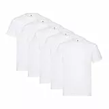 Fruit of the Loom Herren Regular Fit T-Shirt Heavy Cotton Tee Shirt 5 pack, Weiß (White), L