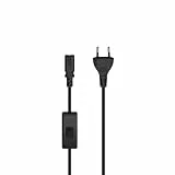 Hama Netzkabel 2 polig, Eurostecker, Schalter, 2m (Doppelnut/C7, Stromkabel, Netzkabel Eurostecker, Gerätekabel, Ersatzkabel, für Drucker, Netzteile, Fernseher, Radio, Kassettenrekorder etc.) schwarz