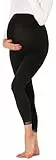 Be Mammy Damen 7/8 Umstandsleggings BE20-262(Schwarz,M)