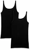 Amazon Essentials Damen Schmal geschnittenes Tanktop mit dünnem Trägern, 2er-Pack, Schwarz, M