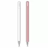 MEKO Eingabestift Disc Touch Pen, 2 in 1 Stylus Pen universal Touchstift 100% kompatibel mit Allen Tablets Touchscreen iPhone iPad Samsung Surface Huawei usw, magnetische Kappe, Weiß+Rose Gold