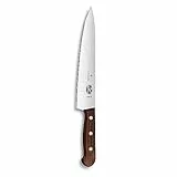 Victorinox Wood, Profi Tranchiermesser, Extra Scharfe Klinge, gerader Schliff, 22 cm, Edler Holzgriff, Rostfreier Stahl, braun