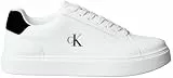 Calvin Klein Herren Cupsole Sneaker Classic Laceup aus Leder, Weiß (Bright White/Black), 44