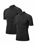 DANISH ENDURANCE Kompressionsshirt Herren Laufshirt Kurzarm, Funktionsshirt, Muskelshirts, 2er Pack Schwarz M