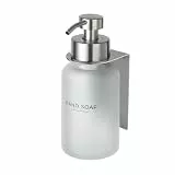 400ml Glas Seifenspender mit Wandhalterung Edelstahl Pumpspender für Flüssigseife ohne Bohren (Frost/Silber)
