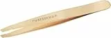 TWEEZERMAN Pinzette (Handgeschliffene, schräge Spitzen, Augenbrauen zupfen, Profi Qualität, rostfreier Edelstahl), Champagne
