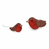 Én Gry & Sif - 2er Set kleine Vögelchen Rotkehlchen - Anhänger aus Filz - Deko für Frühling/Ostern/Weihnachten (rot/braunh), 10524