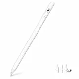 Stift für iPad (2018-2025) - Kompatibel mit iPad Pro 12.9' (M4/M3/M2), Air 7/6/5/4/3, i-Pad 11 A16-6 Gen und Mini 5/6/7-2X Schnellladung, Neigungssensitivität und Palm-Rejection-Technologie, Weiß