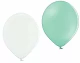 50 Bio Luftballons je 25 mint & weiß Qualitätsballons 27 cm Ø (Standardgröße B85) biologisch abbaubar, heliumgeeignet Dekoballons