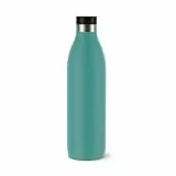 Emsa Bludrop Isolier-Trinkflasche, 1 Liter, 100% dicht, Quick-Press Verschluss, Ergonomischer 360° Trinkgenuss, 20h warm, 40h kühl, einfache Reinigung, Edelstahl, Pulverbeschichtung, Petrol, N31121