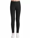 Auranso Leggings Mädchen Sport Baumwolle Kinder Hosen Lange Blickdicht 122-128 Schwarz