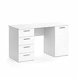 Vicco Schreibtisch Nico, Weiß, 137 x 60 cm, geeignet als Arbeitsplatz und kombinierbar mit Regalsystemen
