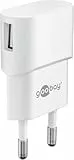 goobay USB Netzteil 5W 1A, USB-A Ladeadapter für Steckdose, kompakter Steckdosenadapter / Netzstecker für USB Ladekabel, für kleine Geräte wie Smartphone & Kopfhörer, Weiß 44948