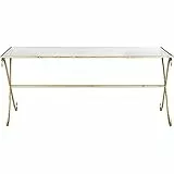 SAFAVIEH Glam Accent Table with Iron Legs, in Gold and Clear, 51 X 109 X 46.35
