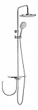 aquaSu® Duschsystem Tima mit Regendusche & Handbrause | Handbrause: 4-strahlig | Kopfbrause: 1-strahlig | mit Ablage | Antikalk | rund | höhenverstellbar | Chrom | 72343 5