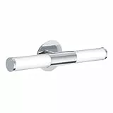 EGLO Wandlampe Palmera, 2 flammige Spiegelleuchte, Wandleuchte aus Metall und opal-mattem Glas, Badezimmer Lampe in Chrom, Weiß, Feuchtraumleuchte, IP44, E14