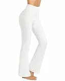 Promover Yogahose Damen Schlaghose Sporthose Lang Flared High Waist Leggings Bootcut Hose(Weiß,S)