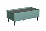 trendteam smart living - Melton - Couchtisch - Türkis/Anthrazit - Couchtisch mit schwarzen Massivholzfüßen - (BxHxT) 110 x 44 x 60 cm - Sofatisch mit eingelassenem Oberboden - 4 Klappen - kratzfest