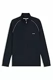 BOSS Herren Mix&Match Jacket Z Jacke aus Stretch-Baumwolle mit Reißverschluss und Logo-Stickerei Dunkelblau L