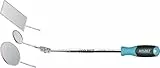 HAZET Teleskop-Spiegel Satz 1977N-2/4, 4-teilig, 300–740 mm, mit rundem und rechteckigem Spiegel, echtes Spiegelglas, Edelstahl-Gewindestab