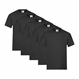 Fruit of the Loom Herren Regular Fit T-Shirt Heavy Cotton Tee Shirt 5 pack, Schwarz (Black), L