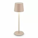 BRILONER - LED Tischlampe kabellos IP44 mit Touch, dimmbar, Akku & Lichtquelle tauschbar, Nachttischlampe, Leselampe, LED Lampe, Campinglampe, Tischleuchte, Akkulampe, Outdoor, 11x34,5 cm, Beige